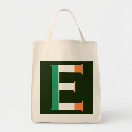 E Monogram overlaid on Irish Flag gtcnt Tote Bag