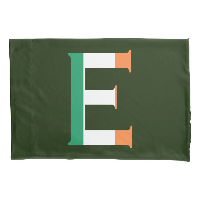 E Monogram overlaid on Irish Flag pccnt Pillow Case (Front)