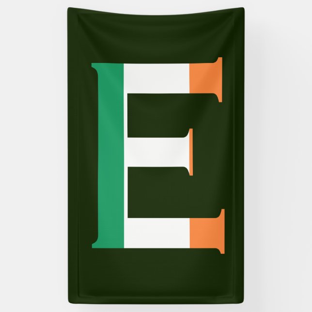 E Monogram overlaid on Irish Flag (v) bnrcnt Banner (Vertical)