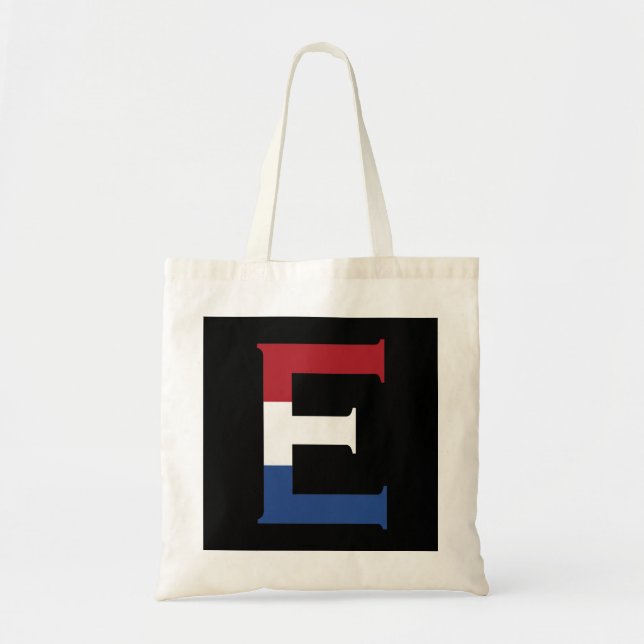 E Monogram overlaid on NLD Flag on bk btt Tote Bag (Front)