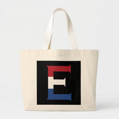 E Monogram overlaid on NLD Flag on bk jtcnt Large Tote Bag