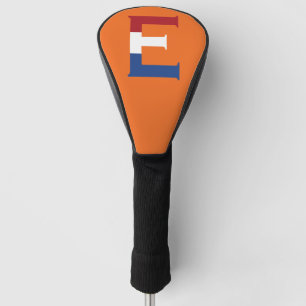 E Monogram overlaid on NLD Flag on or dccnt Golf Head Cover