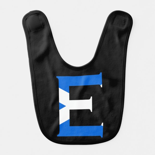 E Monogram overlaid on Scottish Flag bbcnt Baby Bib (Front)