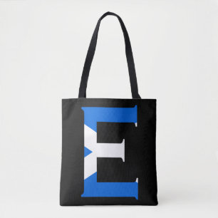 E Monogram overlaid on Scottish Flag stcnt Tote Bag