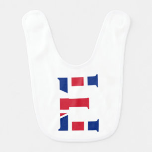 E Monogram overlaid on Union Jack Flag bbcnt Baby Bib