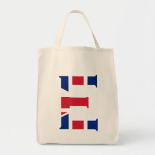 E Monogram overlaid on Union Jack Flag gtcnt Tote Bag