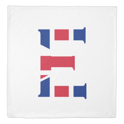 E Monogram overlaid on Union Jack Flag qccnt Duvet Cover