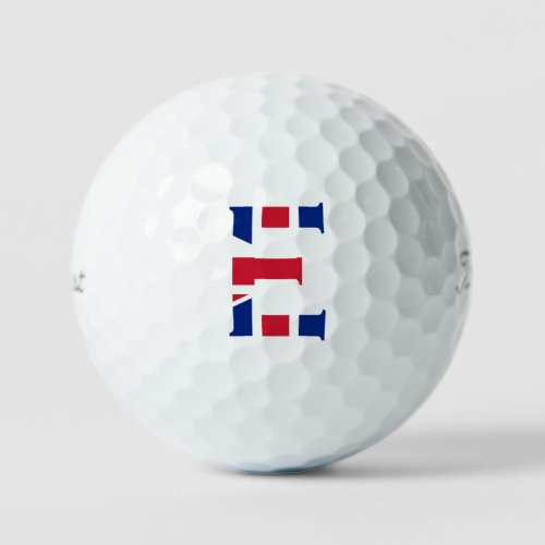 E Monogram overlaid on Union Jack Flag tpv1 gbcnt Golf Balls