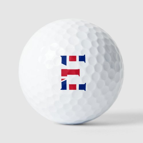 E Monogram overlaid on Union Jack Flag va gbcnt Golf Balls