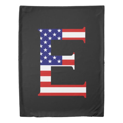 E Monogram overlaid on USA Flag bedtccn Duvet Cover