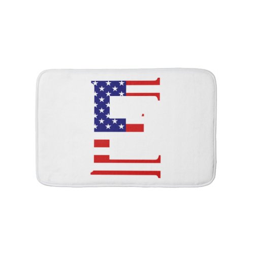 E Monogram overlaid on USA Flag bmcnt Bath Mat