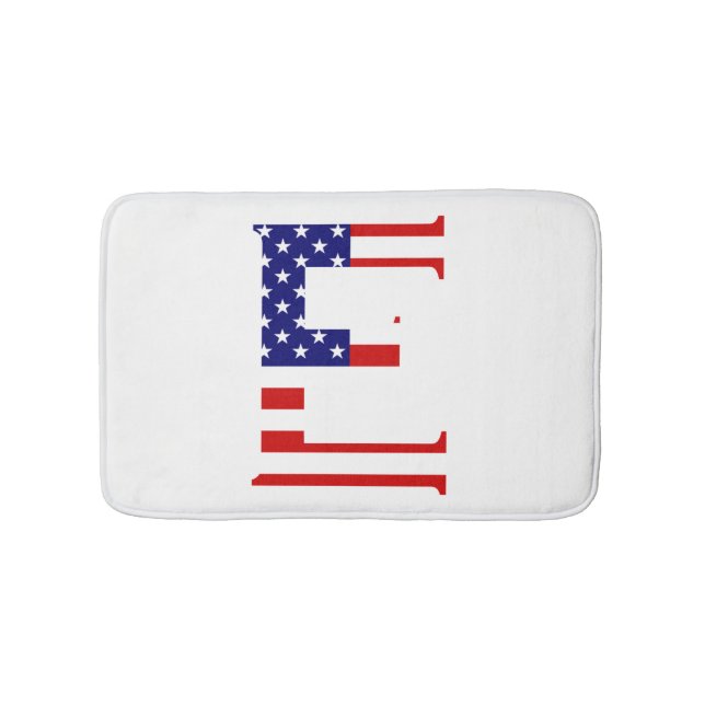 E Monogram overlaid on USA Flag bmcnt Bath Mat (Front)