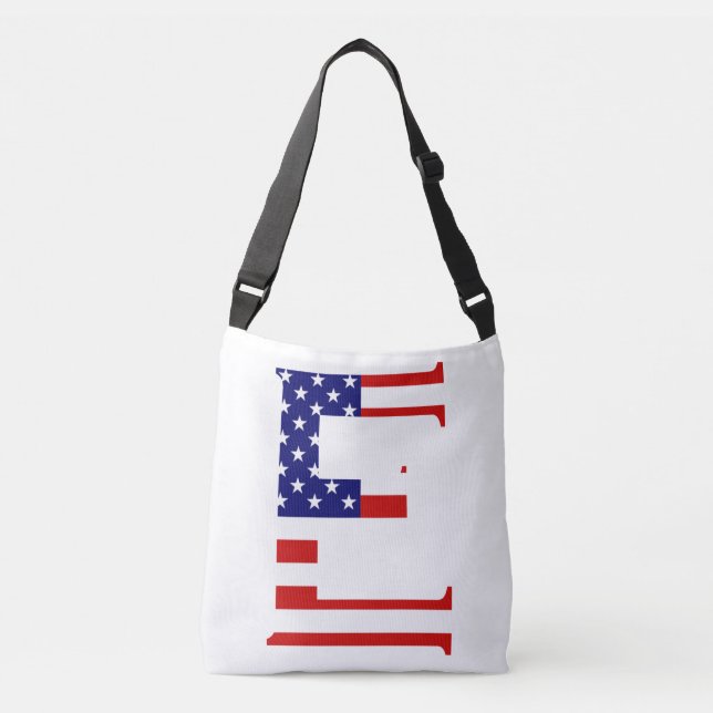 E Monogram overlaid on USA Flag cbbcnt Crossbody Bag (Front)