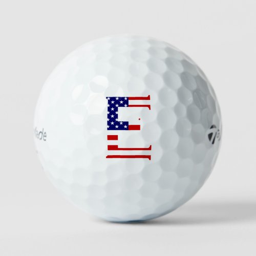 E Monogram overlaid on USA Flag tmtp5 gbcnt Golf Balls