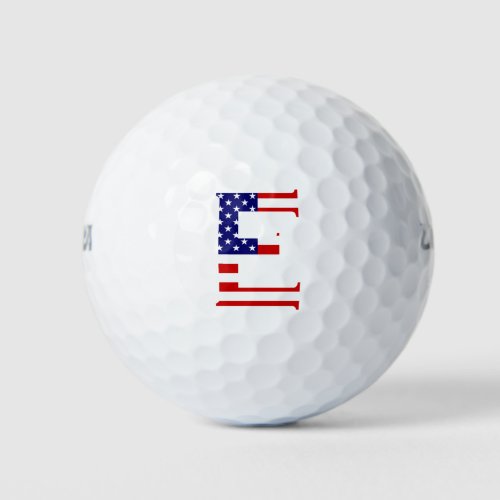 E Monogram overlaid on USA Flag wu gbcnt Golf Balls