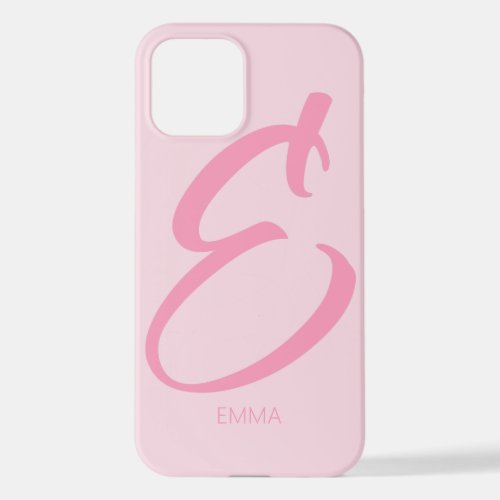 E Monogram Personalized Pink iPhone Case