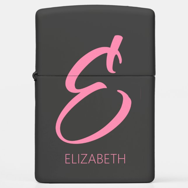 E Monogram Personalized Pink Zippo Lighter (Front)