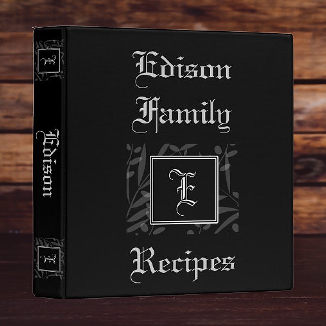 E Monogram Recipe Book 3 Ring Binder (E Monogram Recipe Book Binder)