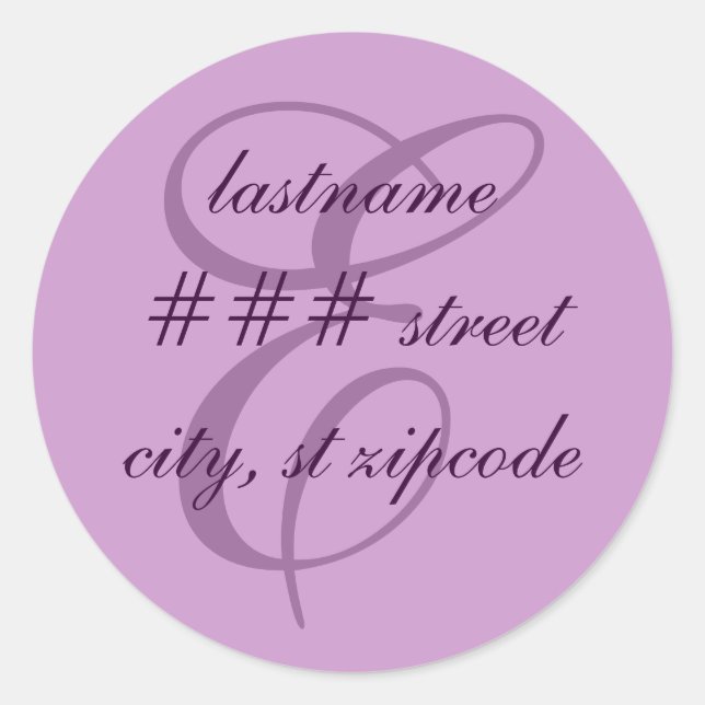 E monogram return address label (Front)