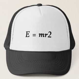 E=mr2 font trucker hat