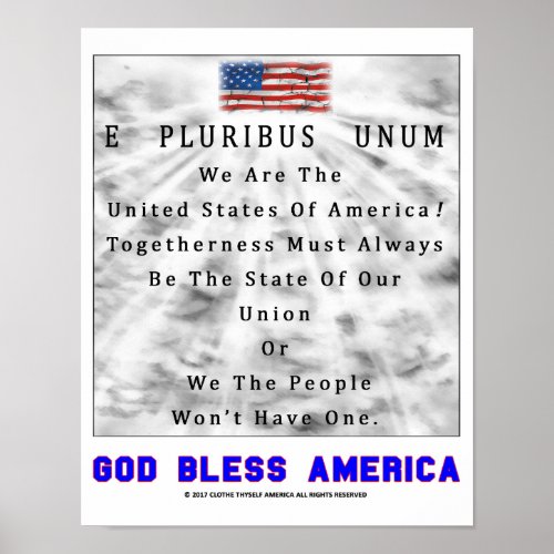 E PLURIBUS UNUM _ God Bless America BLUE Poster