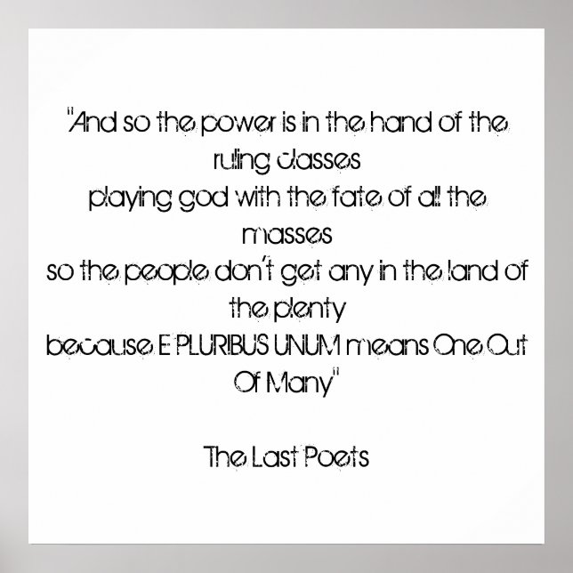 E Pluribus Unum Poster (Front)