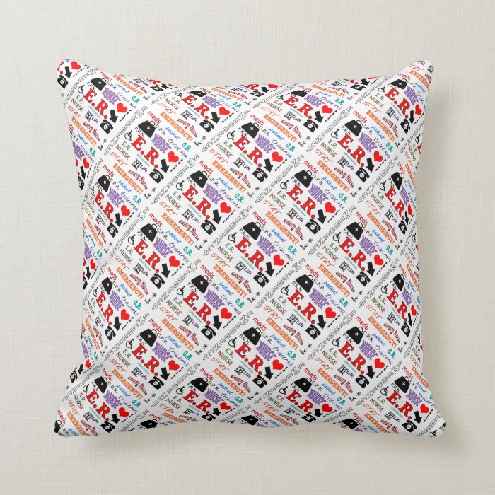 E.R. Nurse Colorful Word Cloud Pillow