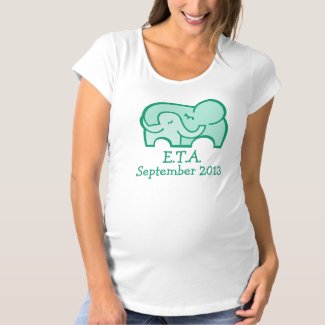 E.T.A. due date elephant hug maternity green tee