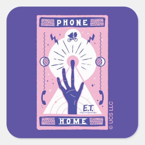 ET Phone Home Tarot Style Graphic Square Sticker