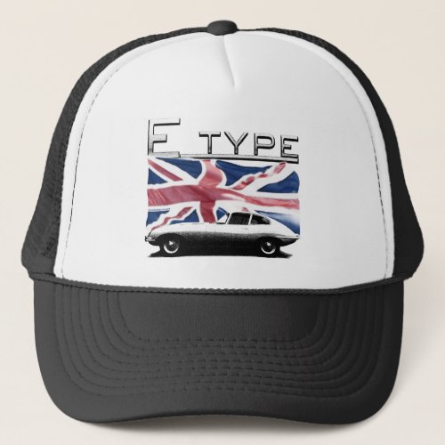 E_type Jag on the Union Jack background hat