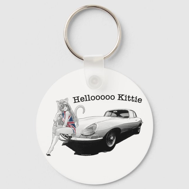 E-type Jag with hot cat girl Keychain (Front)