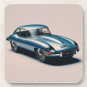 E-type Jaguar Coupe (Blue) Beverage Coaster