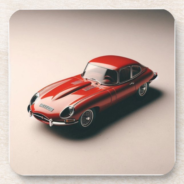 E-type Jaguar Coupe (Red) Beverage Coaster (Front)