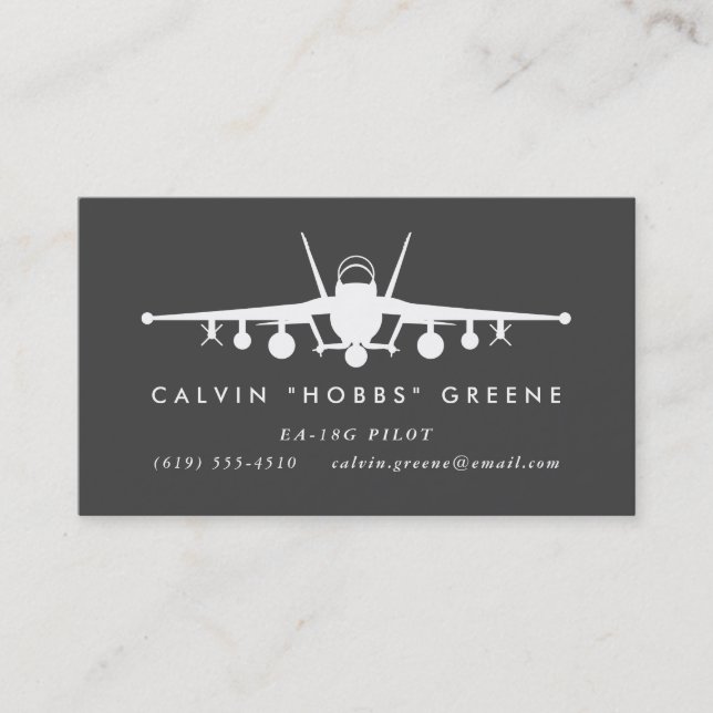 EA-18G Growler Fighter Pilot with custom text Business Card (Front)