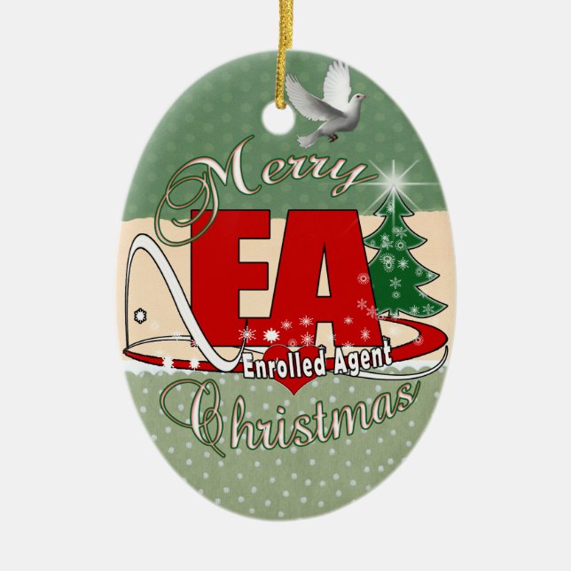 EA CHRISTMAS  Enrolled Agent Ceramic Ornament (Front)