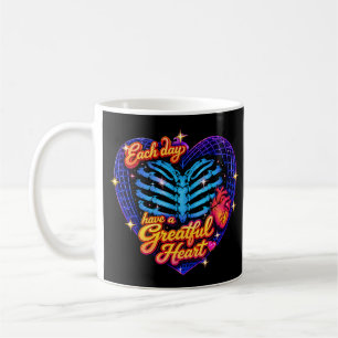 Each Day Have A Grateful Heart Skeleton Heart Coffee Mug