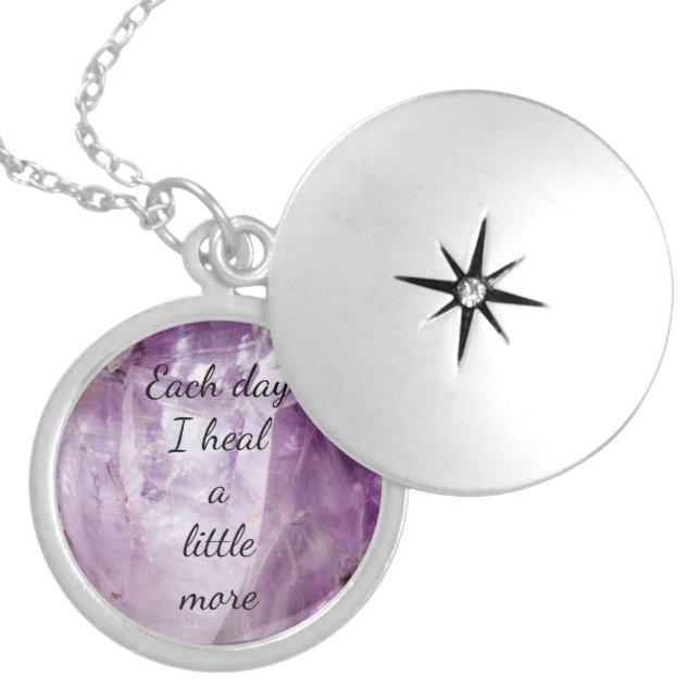 'Each day I heal' Silver Plated Necklace (Front)