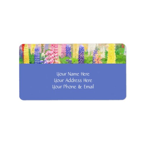 Each Day is a New Beginning Colorful Lupine Flower Label