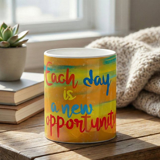 Each Day Is A New Opportunity Colorful Watercolor  Coffee Mug (Creator Uploaded)