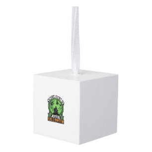 Each Day Joyful Halloween Haunted House Witch Cat Cube Ornament