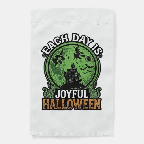 Each Day Joyful Halloween Haunted House Witch Cat  Garden Flag
