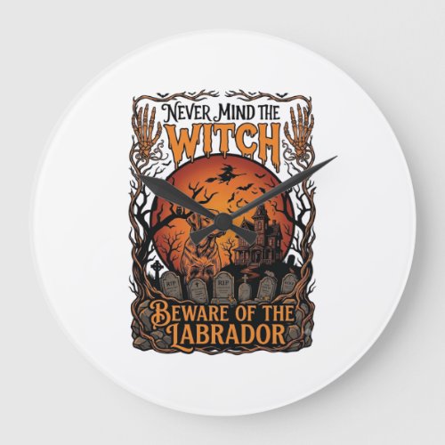 Each Day Joyful Halloween Haunted House Witch Cat  Large Clock