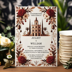Each Rustic Fiesta Floral Rose Spanish Wedding Invitation