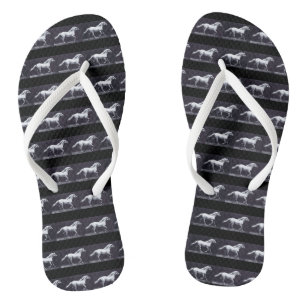 EADWEARD MUYBRIDGE: White Horse Trotting Thongs Flip Flops