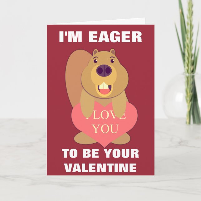 Eager Beaver Valentine Holiday Card (Front)