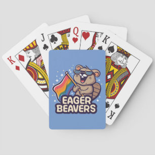Eager Beaver with Pride LGBTQ Flag Poker Cards