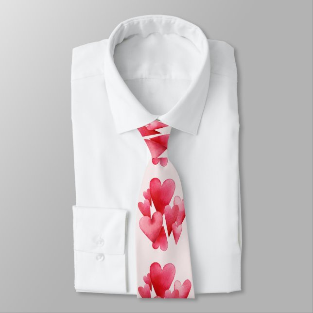 Eager Pink Hearts Neck Tie (Tied)