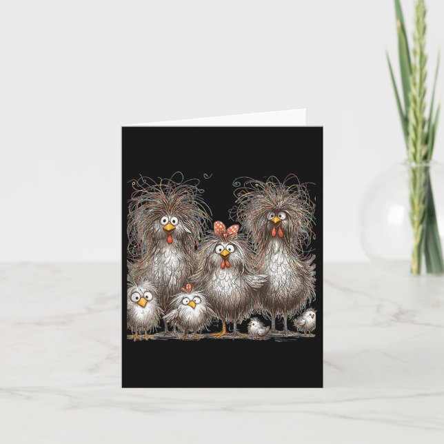 Eagerlys Colorful Funny Chicken Art, Crazy Chicken Card (Front)