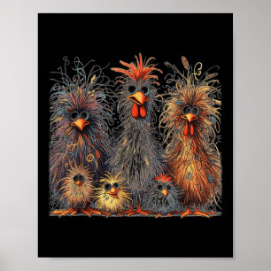 Eagerlys Colorful Funny Chicken Art Poster