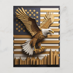 Eagle 3D Paper Art Design T-shirt Postcard
